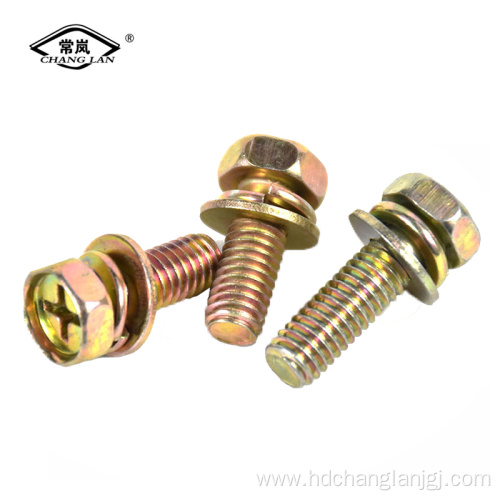 Three combination bolt nut washer